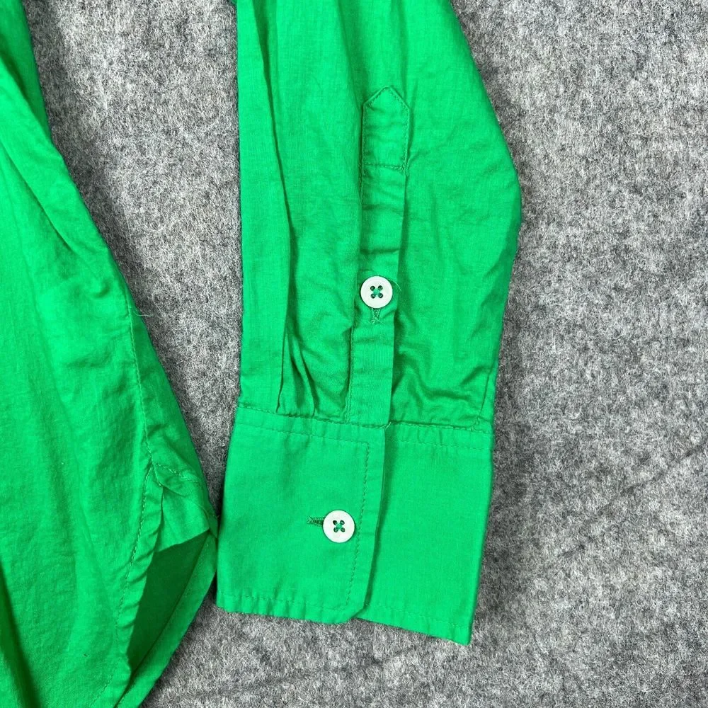J Crew Shirt Womens 4‎ Green Voile Popover Long Sleeve 100% Cotton Tunic Blouse